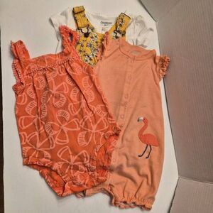 4 Outfits Baby Girl 12 months Carter's Oshkosh Bgosh Butterfly Floral Overalls